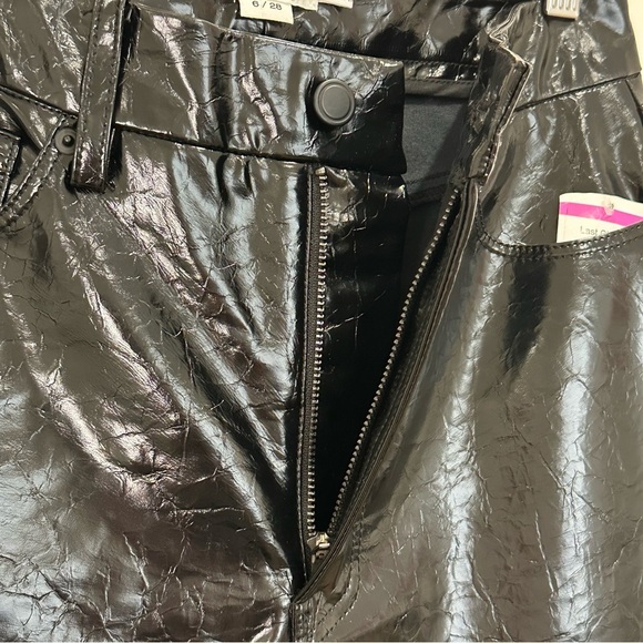 Good American Good Classic Boot Cut Pants Vinyl Faux Leather High Rise Black 6 - Picture 8 of 14